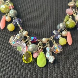 Beautiful Glass Bead and Freshwater Pearl Necklace